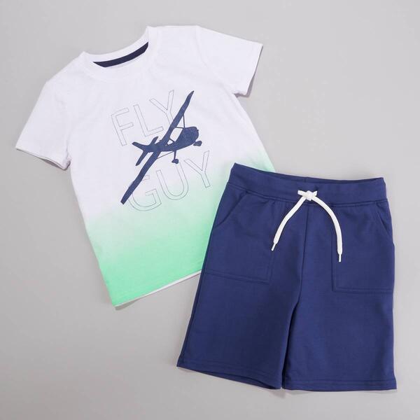 Boys &#40;4-7&#41; Tales & Stories Tee w/ Knit Shorts Set - White/Navy - image 