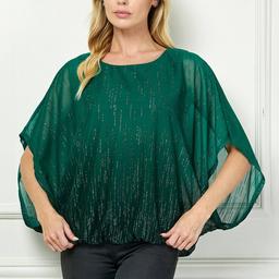 Womens Sara Michelle Batwing Sleeve Ombre Glitter Blouse