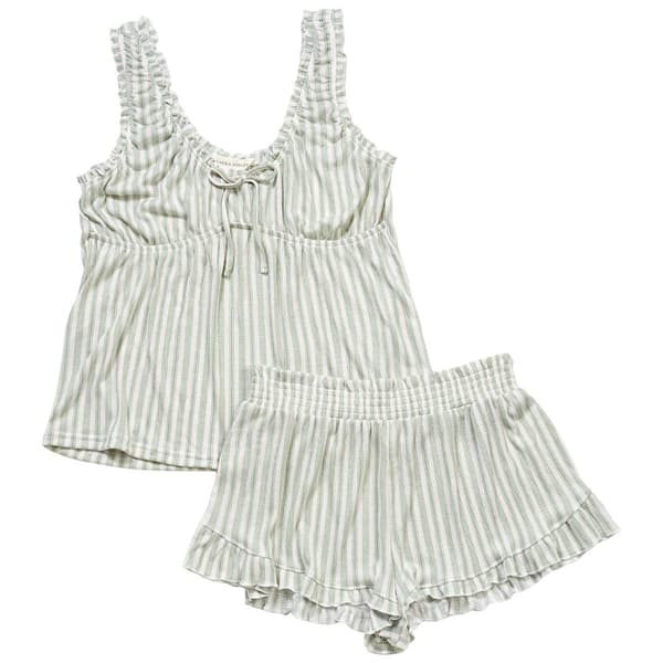 Womens Laura Ashley(R) Stripe Smocked Tank Pajama Set