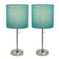 LimeLights Brush Steel Lamp w/Charging Outlet/Teal Shade-Set of 2 - image 9