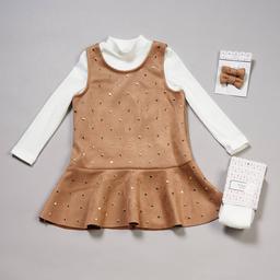 Baby Girl (12-24M) BTween(R) Gold Heart Tank Dress w/ Hair Bows Set