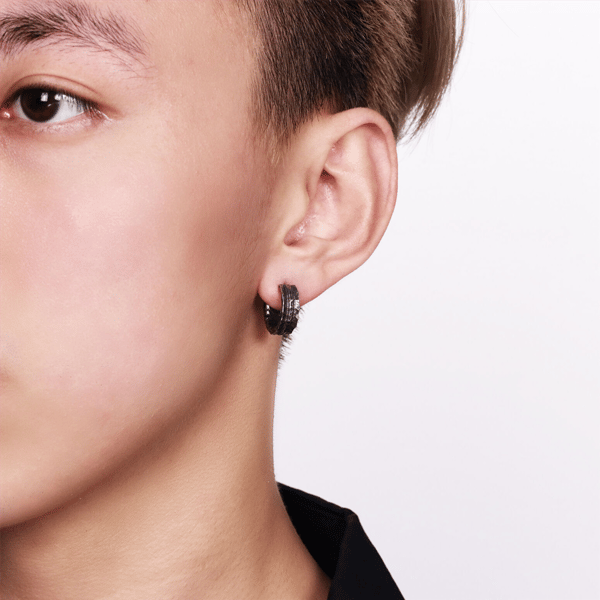 Mens Lynx Antiqued Finish Stainless Steel Earrings