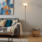 HomeRoots 71in. Nickel Torchiere Dome Shade Floor Lamp - image 1
