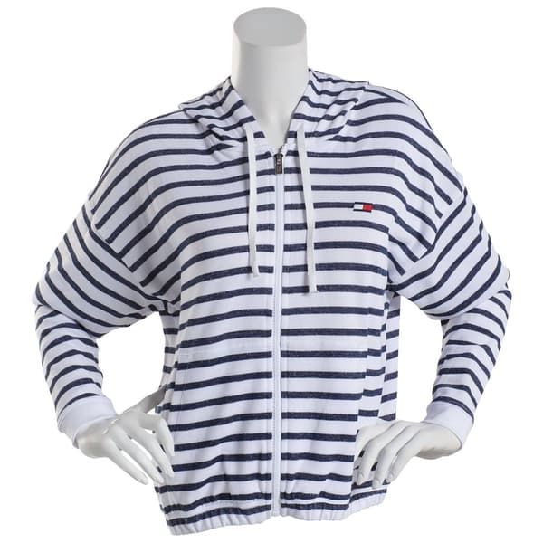 Womens Tommy Hilfiger Sport Stripe Full Zip Hoodie w/Elastic Hem