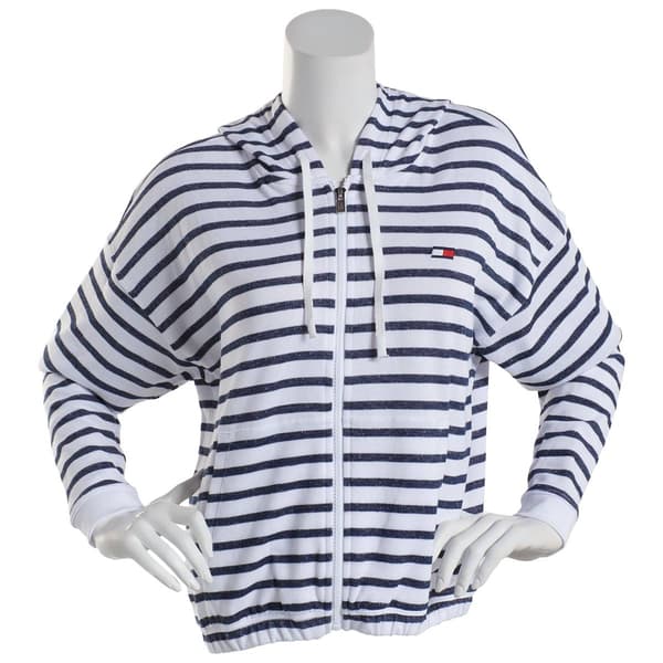 Womens Tommy Hilfiger Sport Stripe Full Zip Hoodie w/Elastic Hem - image 