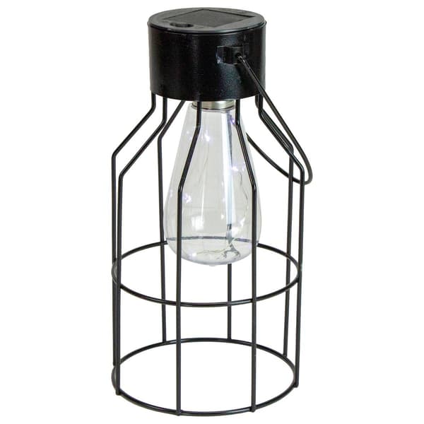Northlight Seasonal 9.5in. Outdoor Geometric Edison Solar Lantern