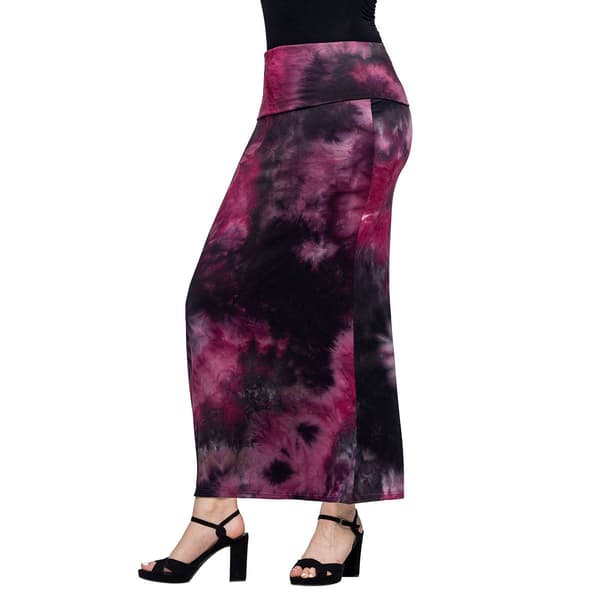 Womens 24/7 Comfort Apparel Magenta Tie Dye Waist Maxi Skirt