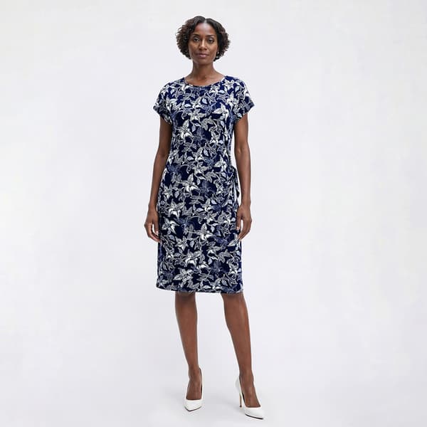 Petite Sami & Jo Short Sleeve Puff Floral Sarong Sheath Dress - image 