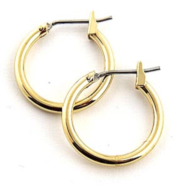 Napier Gold Thin Hoop Earrings - image 