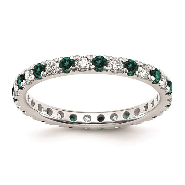 Pure Fire 14kt. White Gold Lab Created Alexandrite Eternity Band - image 