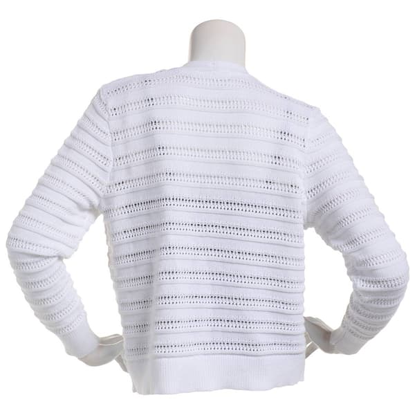 Womens 89th & Madison Long Sleeve Open Pointelle Stitch Shrug