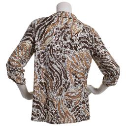 Plus Size Emily Daniels 3/4 Sleeve Foil Print Button Front Blouse