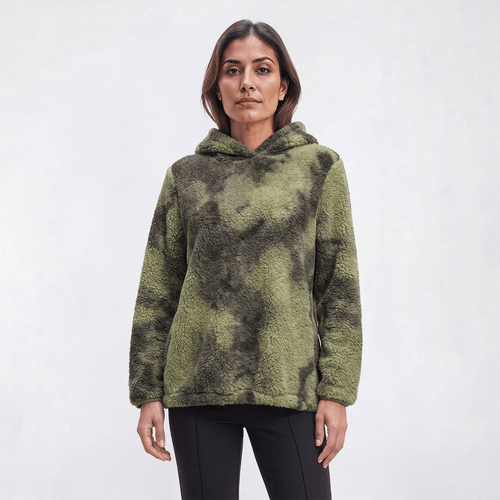 Womens Mountain Ridge Long Sleeve Sherpa Camo Pullover Hoodie - image 
