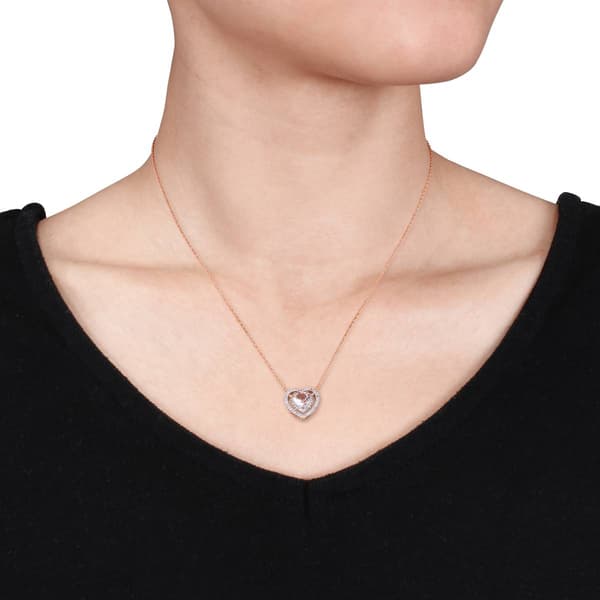 Gemstone Classics&#8482; 10kt. Rose Gold Double Heart Necklace