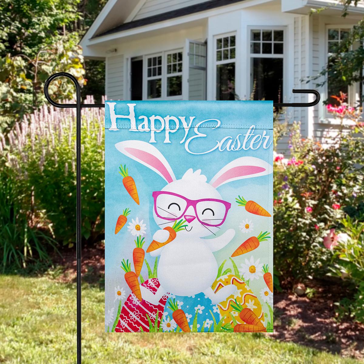 Northlight Seasonal Happy Easter Bunny with Carrots Garden Flag