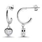 Designs by FMC Sterling Silver Bezel Heart CZ Drop Hoop Earrings - image 2