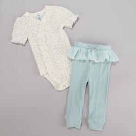 Baby Girl &#40;3-9M&#41; Charlotte & Star Eyelet Bodysuit & Rib Pants Set