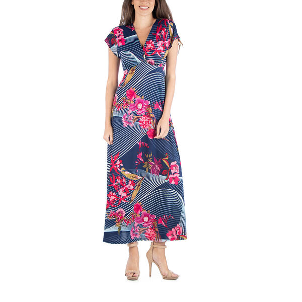 Womens 24/7 Comfort Apparel V-Neck Floral Maxi Dress - image 