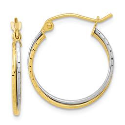Gold Classics(tm) 10kt. Two-tone Diamond Cut Twisted Hoop Earrings