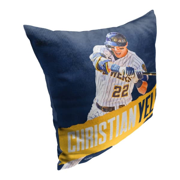 Northwest Milwaukee Brewers 22 Christian Yelich Throw Pillow
