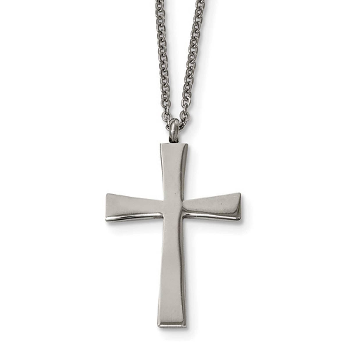 Mens Gentlemen’s Classics™ Steel Brushed Cross Necklace