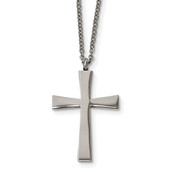 Mens Gentlemen's Classics&#40;tm&#41; Steel Brushed Cross Necklace - image 