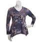 Womens OneWorld Haunting Hour Hacci V-Neck Shark Bite Hem Tee - image 2