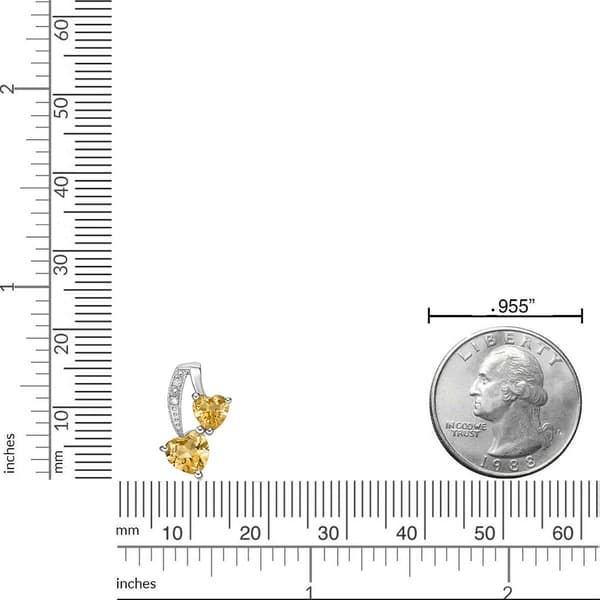 Gemminded Sterling Silver 5mm Double Heart Citrine Pendant