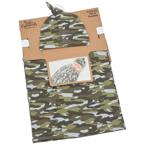 Baby Essentials Camo Swaddle Cap Set - image 