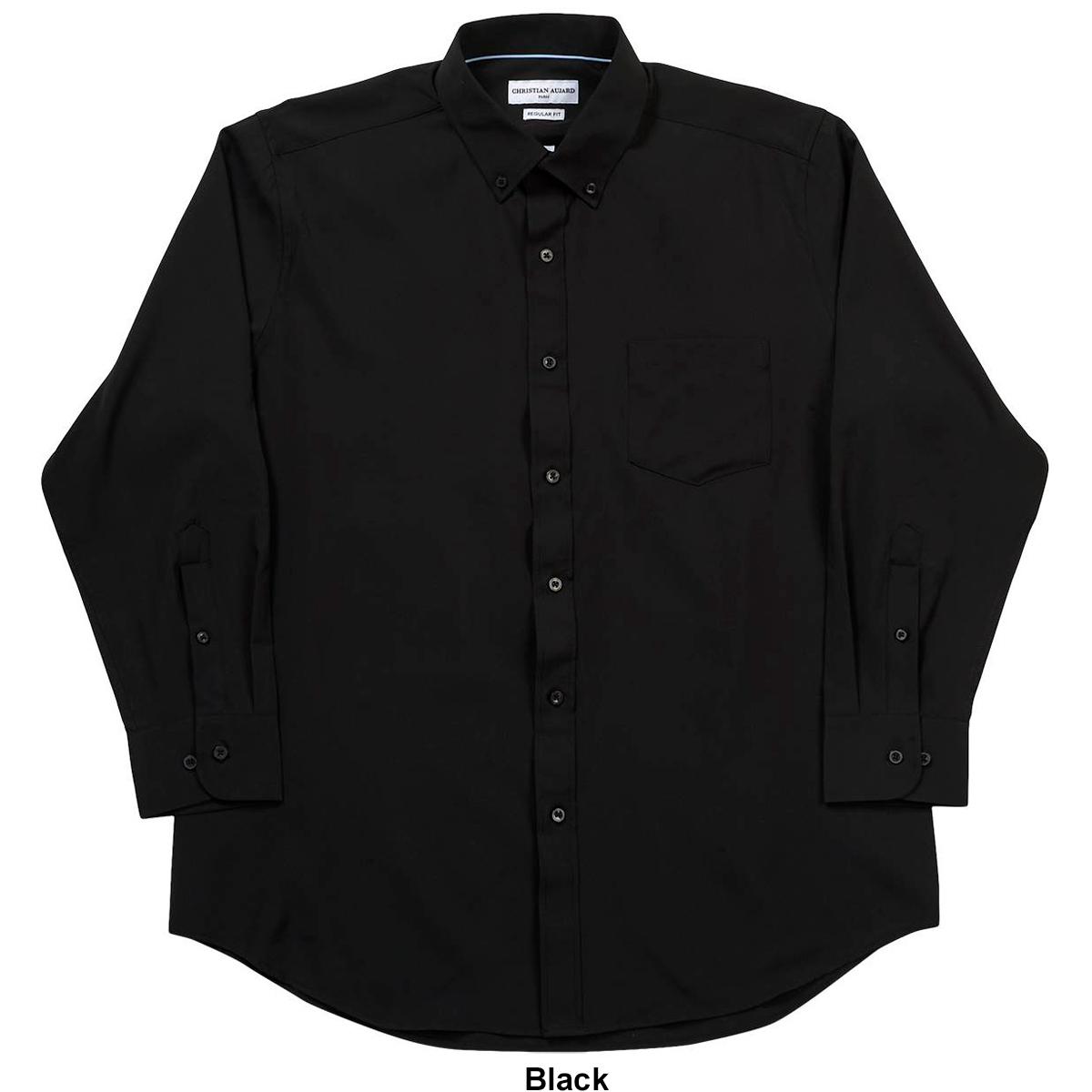 mens christian dress shirts Mens Christian Aujard Regular Fit Performance Dress Shirt 17-17.5 x 34-35 Black