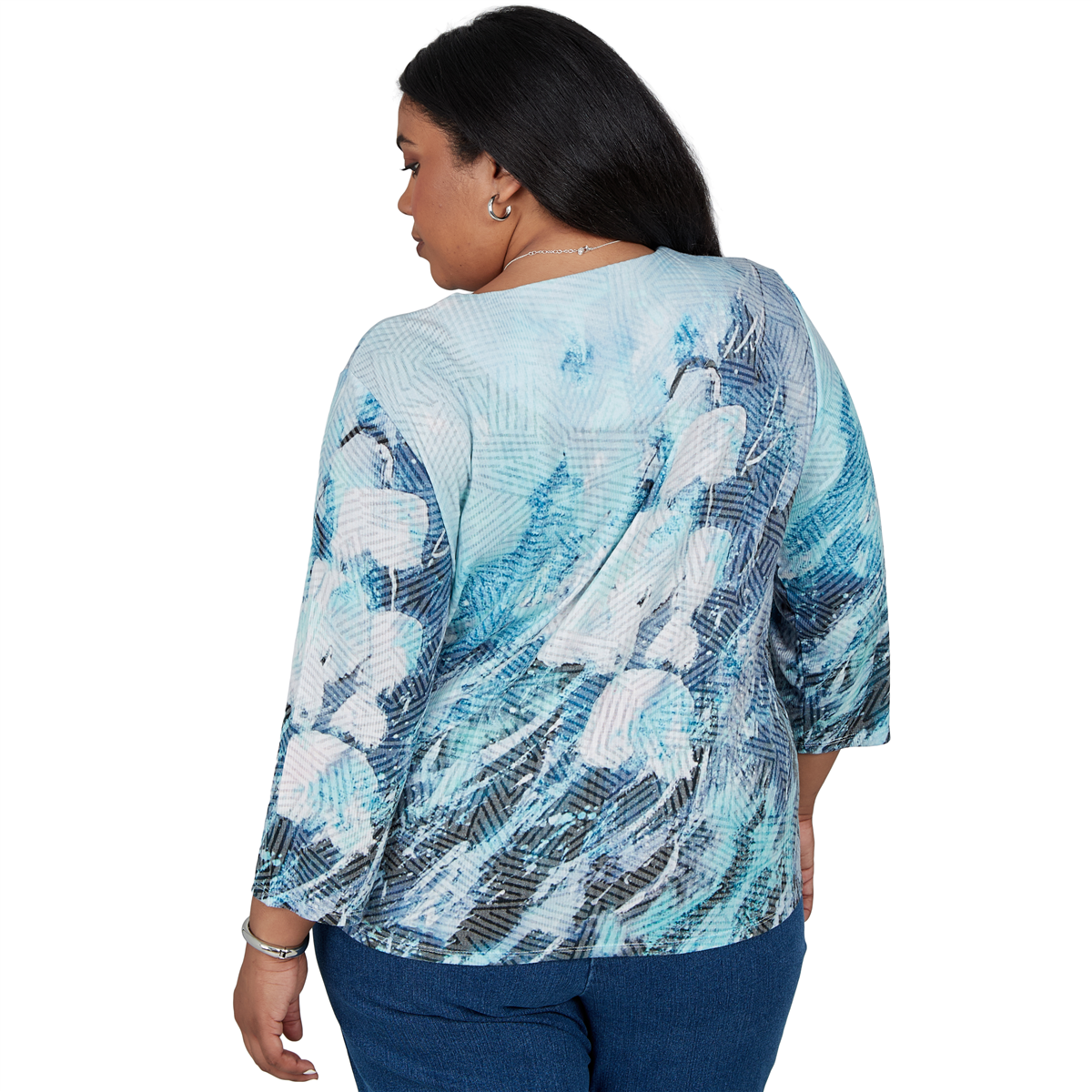 Plus Size Alfred Dunner Ann Arbor Abstract Watercolor Blouse