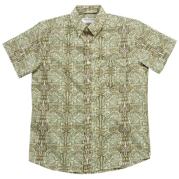 Mens Architect&#40;R&#41; Slim Fit Geometric Button Down Shirt - Dark Sage - image 