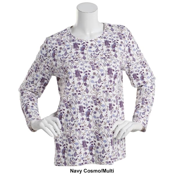 Plus Size Hasting & Smith Long Sleeve Crew Botanical Floral Tee