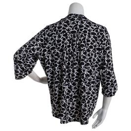 Plus Size Notations 3/4 Sleeve Abstract Henley Blouse