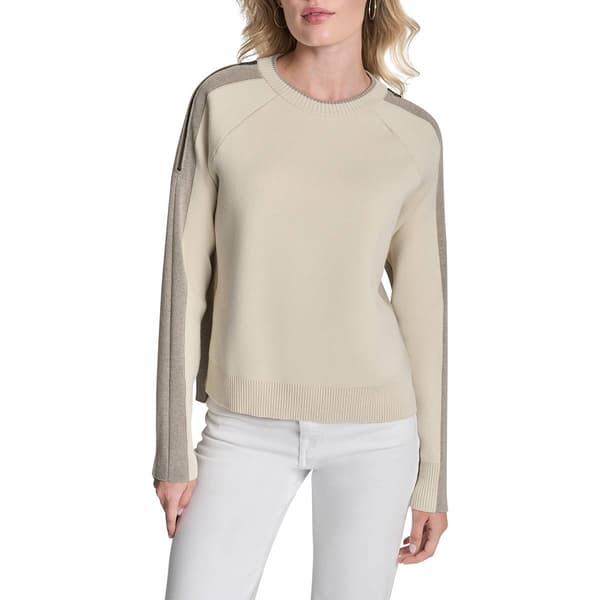 Womens DKNY Long Double Zip Sleeve Color Block Sweater - image 