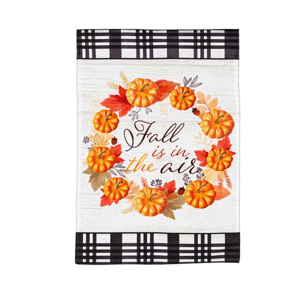 Evergreen Fall is in the Air Wreath Garden Linen Flag - image 