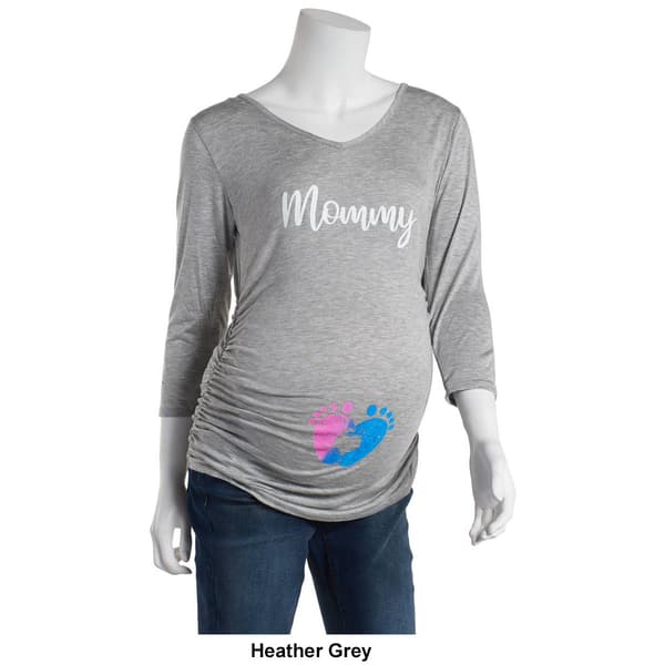 Womens Due Time 3/4 Sleeve Momma Maternity Tee w/Footprint