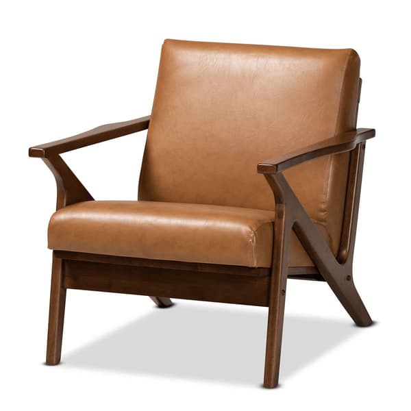 Baxton Studio Bianca Modern Wood & Leather Effect Lounge Chair