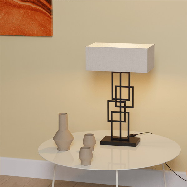 Infibrite 27in. Geometric Chic Table Lamp with Square Shade