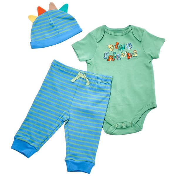 Baby Boy (3-12M) Little Me Dino Fun Bodysuit Set W/Hat - image 
