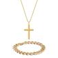 Mens Lynx Gold-Tone Curb Chain Cross Pendant & Bracelet Set - image 1
