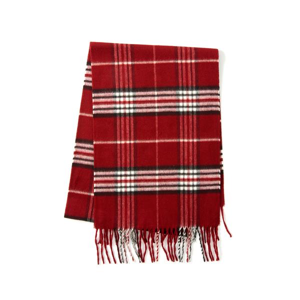 Mens V. Fraas Classic Plaid Print Scarf with Fringe - image 
