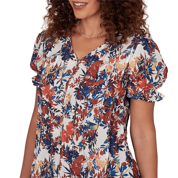 Womens Emaline Summer In The City Puff Sleeve Pleated Blouse
