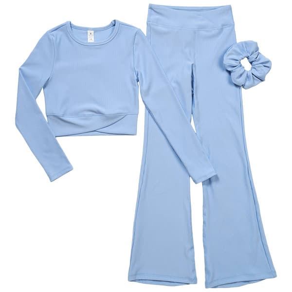 Girls (7-14) Yogalicious Crossover Long Sleeve Top/Flare Leggings - image 