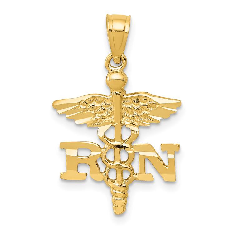 Unisex Gold Classics(tm) 14kt. Diamond Cut RN Nurse Pendant