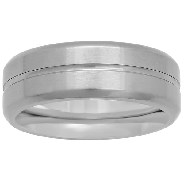 Mens Endless Affection(tm) Polished Titanium Wedding Band