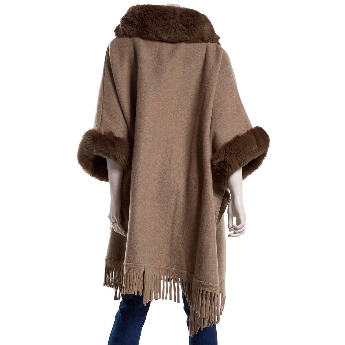 Womens Modena Faux Fur with Snap Closure Ruana