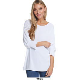 Womens Multiples Elbow Sleeve Round Neck Crinkle Blouse