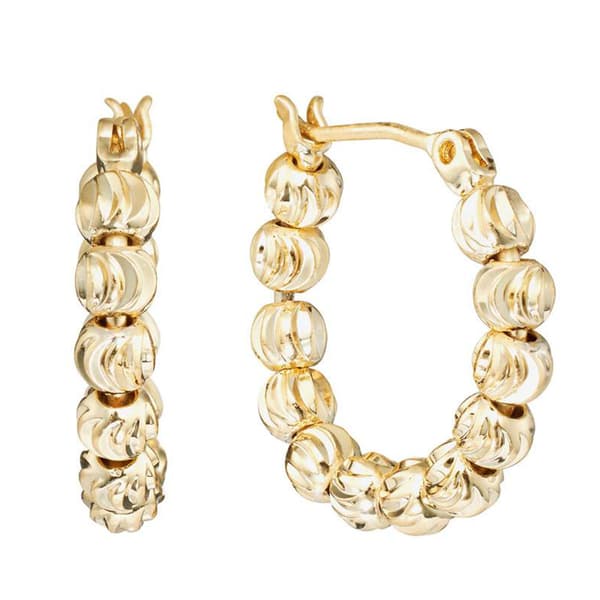 Gold Over Brass Beaded Hoop Earrings