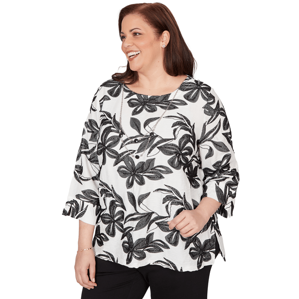 Plus Size Alfred Dunner Crowd Pleaser Floral Embroidery Blouse
